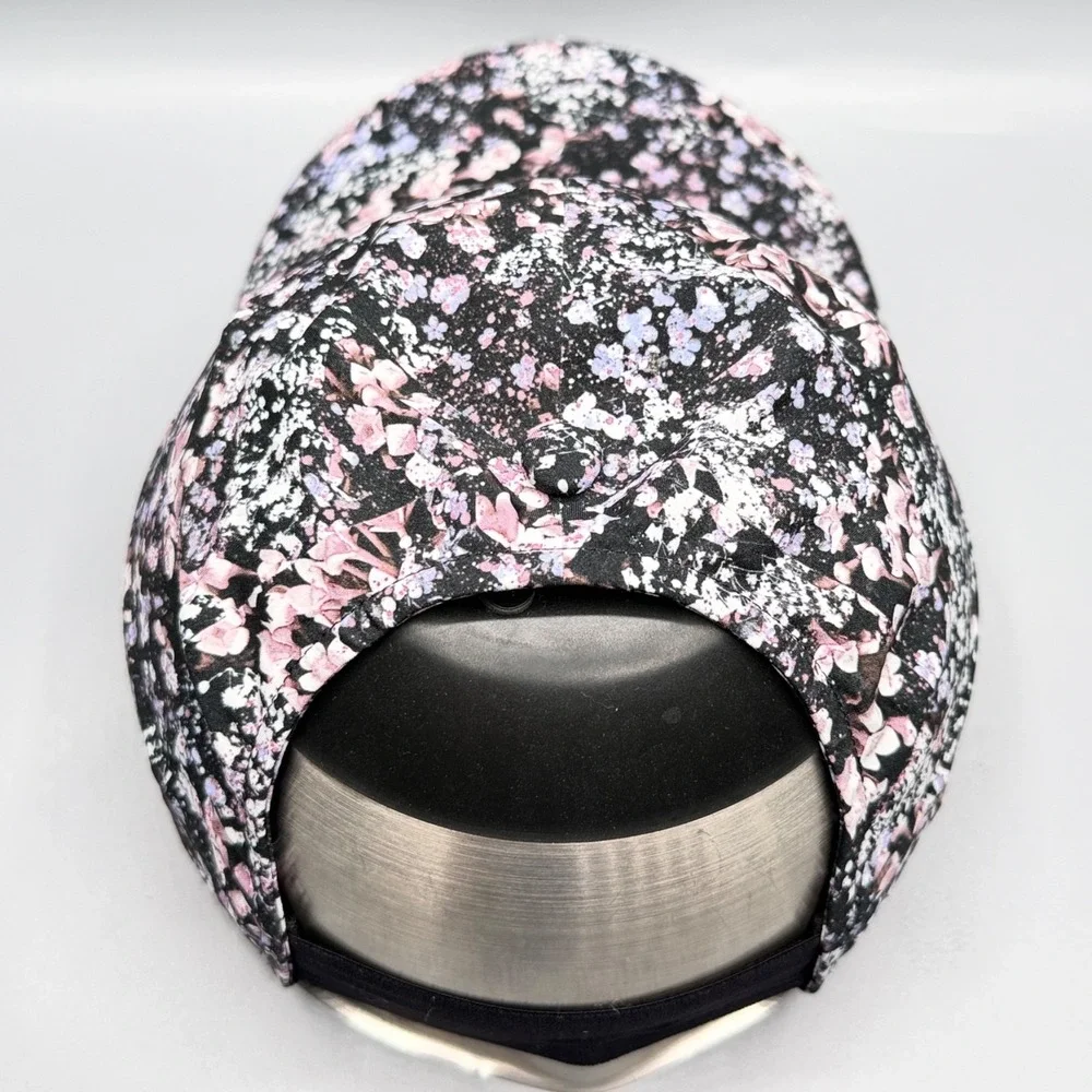 Lululemon Baller Hat Floral Spritz Ponytail Cap Black Pink Performance Stretch